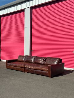 Restoration Hardware Maxwell Brown Leather Sofa – 2-Piece