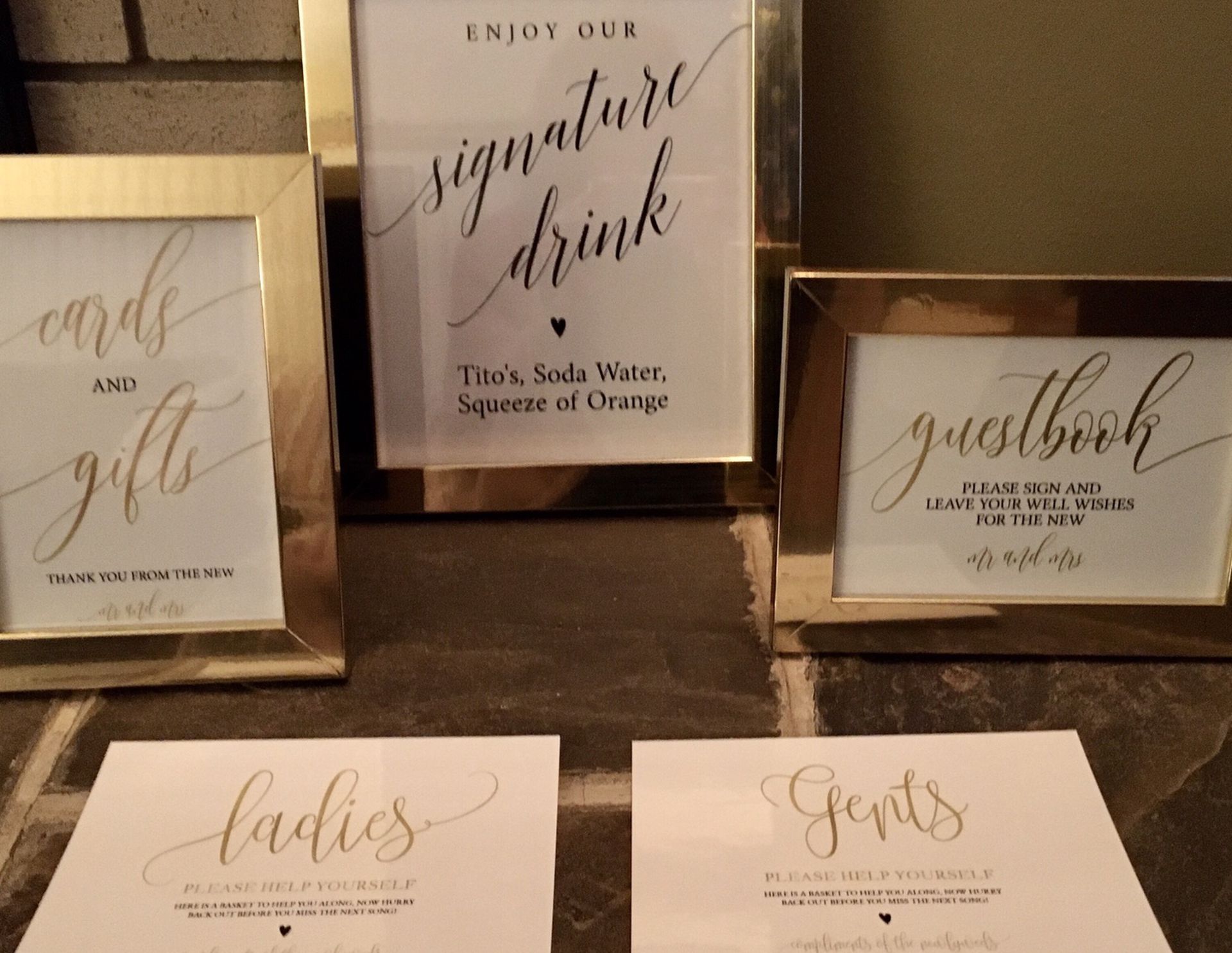 Gold Frames And Reception Signs Wedding Event Party