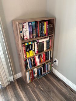 Rustic Wood 4-Tier Bookshelf – Brown Bookcase / Storage Shelf