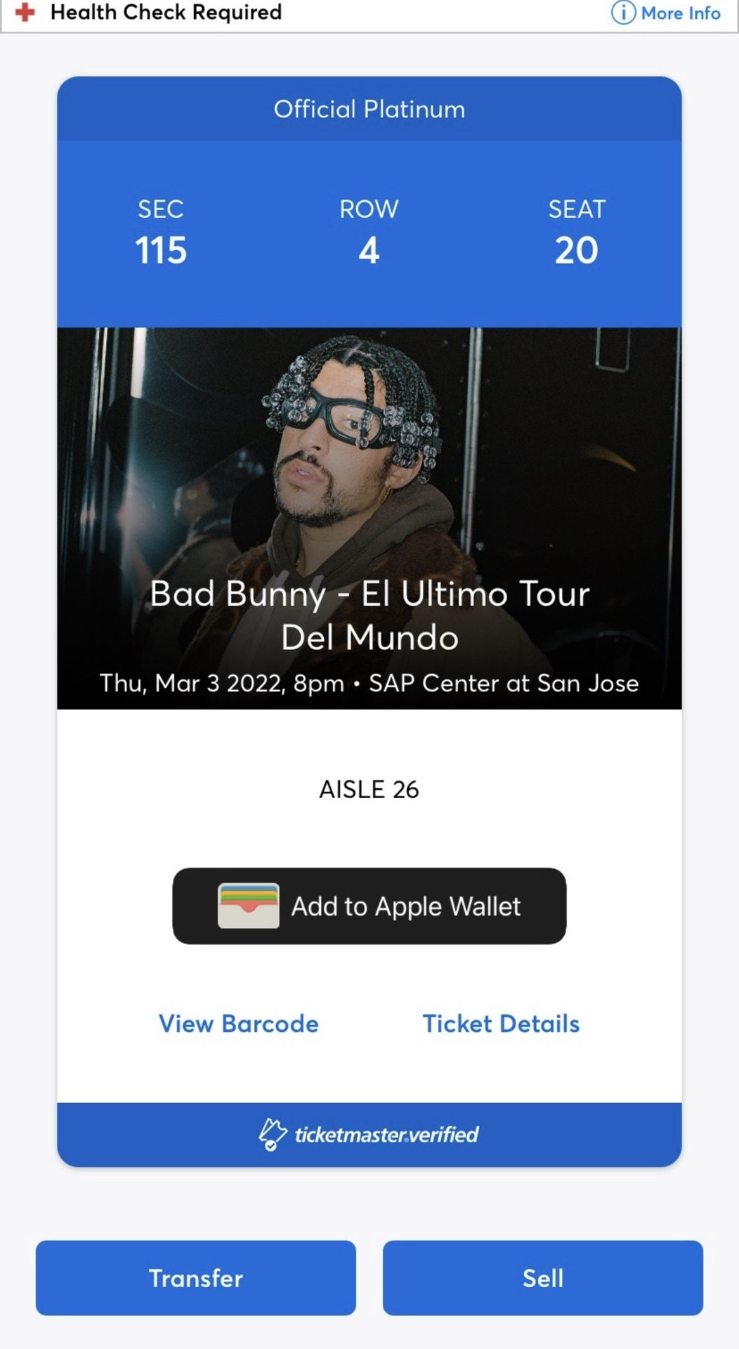 Bad Bunny Concert section 115