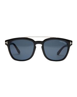 Tom Ford Holt FT0516 (TF516) men's square sunglasses - blue smoke lenses & gold-tone metal - box included - $150