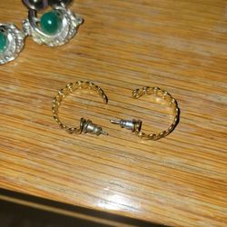 Gold-Tone Twisted Cable Open Hoop Earrings