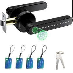 Fingerprint Door Lock Biometric Keyless Entry Door Knob with Keypad IC Card & Keys Black