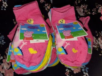 2 Packs of Peppa Pig Children's Asst Socks with No Slip Bottoms