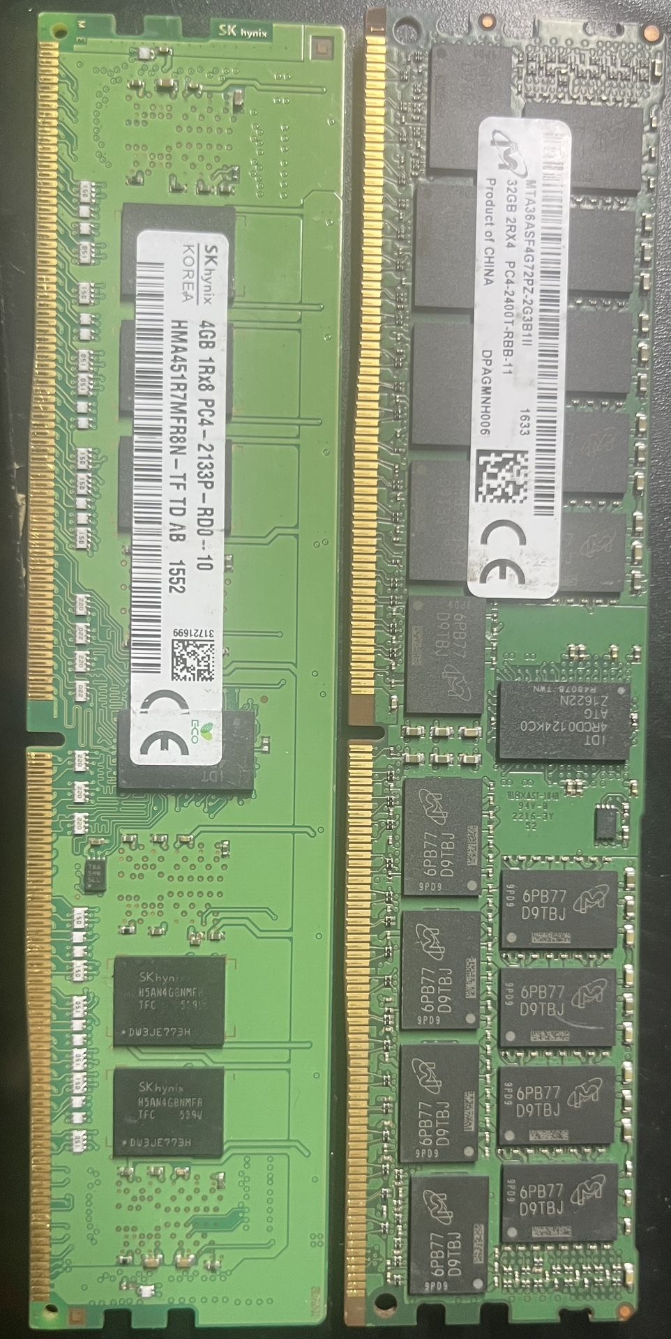 Various DDR4 Dimm Memory. 