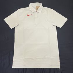 Nike Coaches Dri-Fit Polo Shirt Top Football DJ5123-107 Light Gray Red Mens S