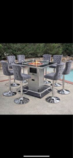 Patio Fire pit Bar Set