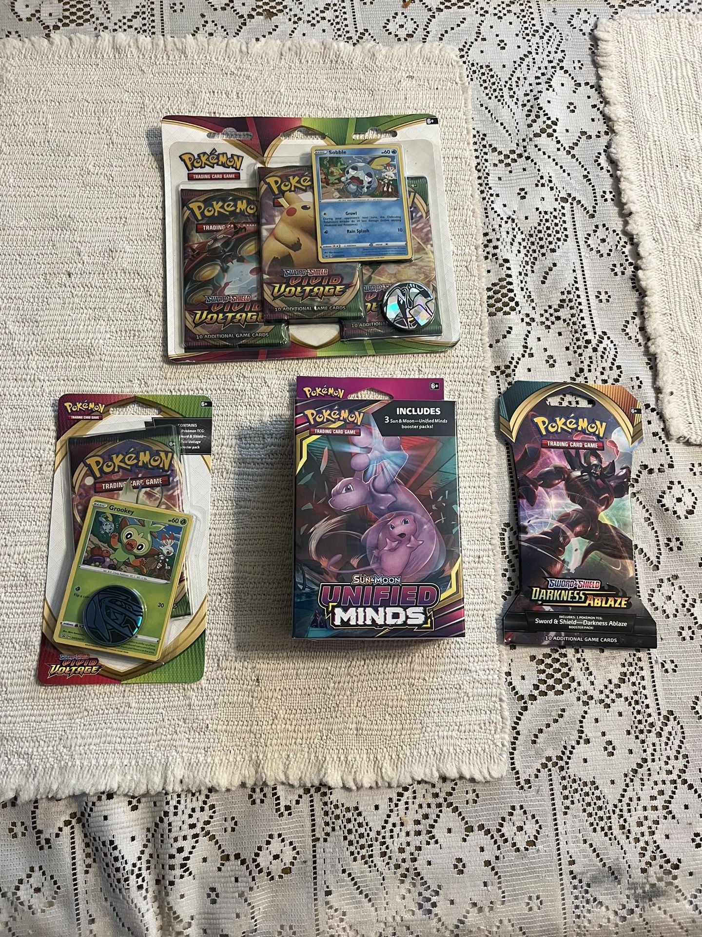 Pokemon Cards Sealed Unified Minds 3 Pack Hanger And More