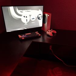 xbox series s,monitor, and L shaped desk 