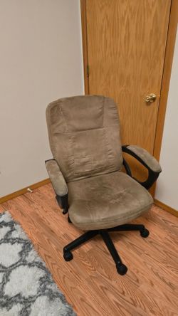 Tan Microfiber Office Chair with Armrests