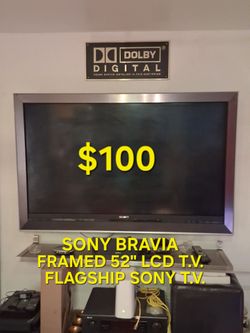 SONY BRAVIA FRAMED 52" LCD T.V. FLAGSHIP MODEL, GREAT FOR PLAYSTATION RETRO GAMERS