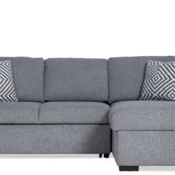 Gray 93'' 2 Piece Right Arm Facing Pop-Up Sleeper Chaise Sectional with USB & USB-C Ports