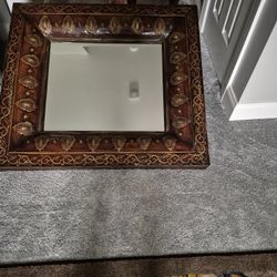 Large Carved Teak Wall Mirror