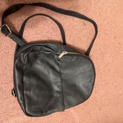 Black leather mini backpack purse bag boho