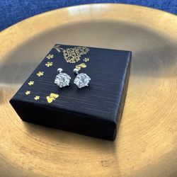 1ct Each Size Moissanite Diamond S925 Sterling Silver Earrings And Certification