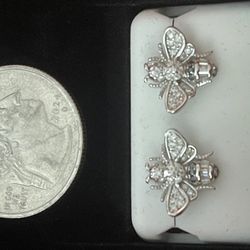 .925 Bee Silver Pushback Earrings Moissanite 1.00ctw New