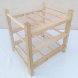 Ikea Solid Wood 3-Tier 9-Bottle Wine Rack Organizer / Storage (13"x 11.75"x 13.5" H) - Compact Design to Store Bottles, Juice, Drinks in Any Space
