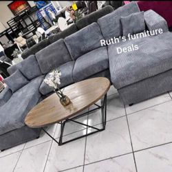 On Sale! Dark Gray Sectional Sofa With Double Chaise Brand New