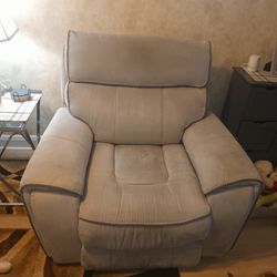 Gray Suede Electric Recliner 