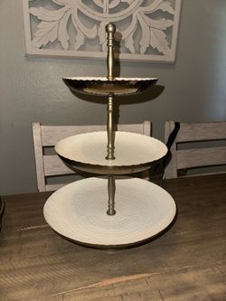 Gold and white tier stand