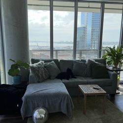 Beautiful Slate Blue Grey Sectional Couch 