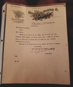 1907 Charleston Machinery Letterhead Paint Quote