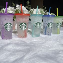 Color Changing Confetti Starbucks Cups - Can be Customized