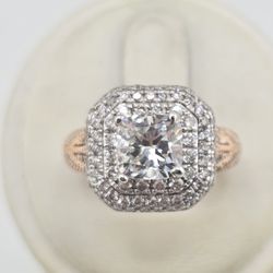 14k rose gold 3ctw lab and natural diamond engagement ring