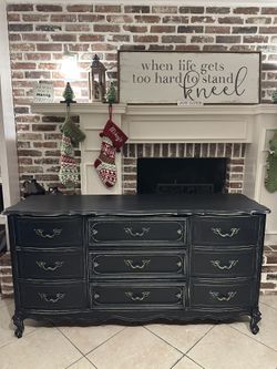Refinished Bassett Furniture French Provincial 9 Drawer Dresser / Buffet / Sideboard / Entryway Piece / Media Console