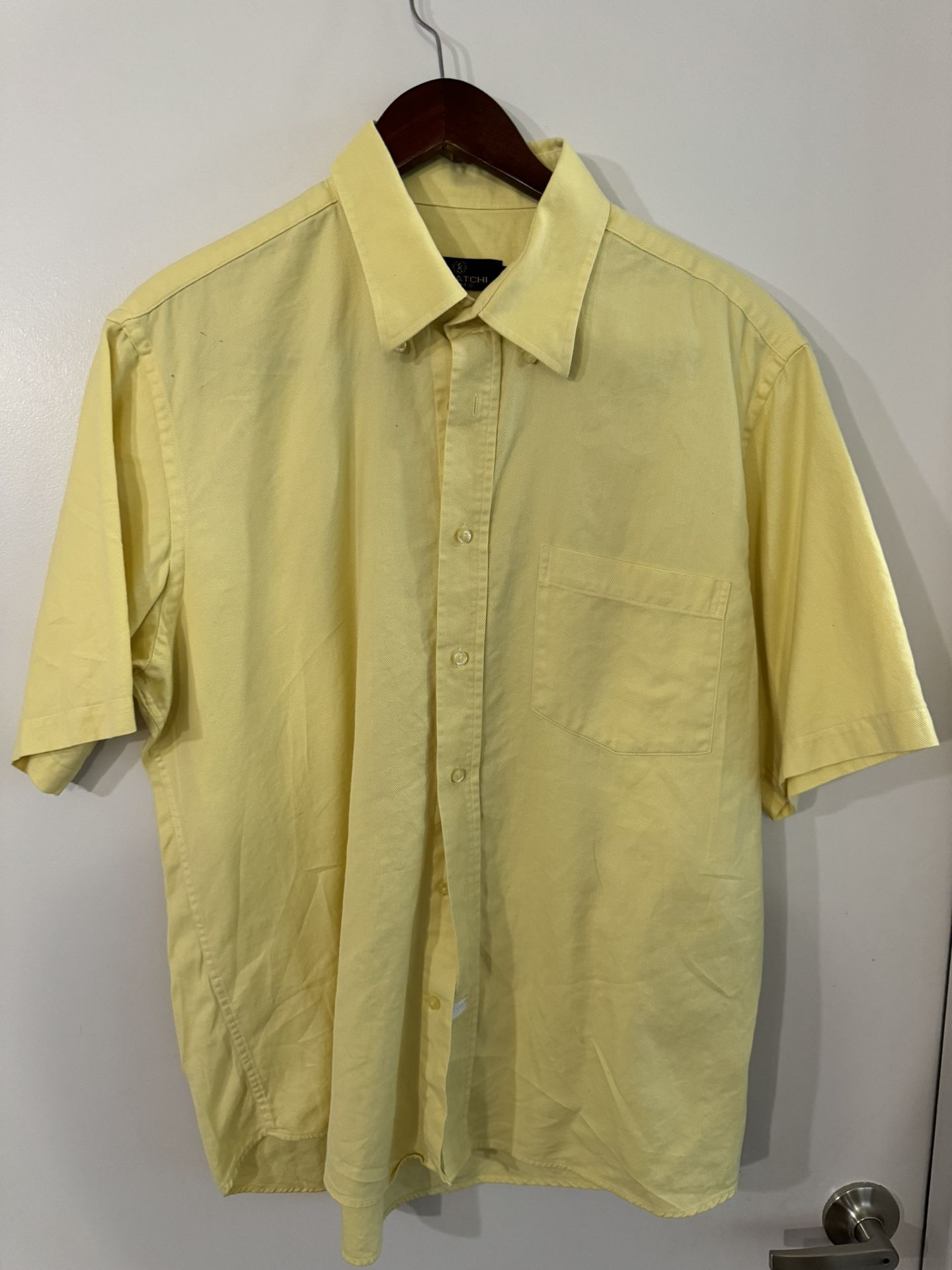 Bugatchi Men Large - Yellow Classic Fit Shirt