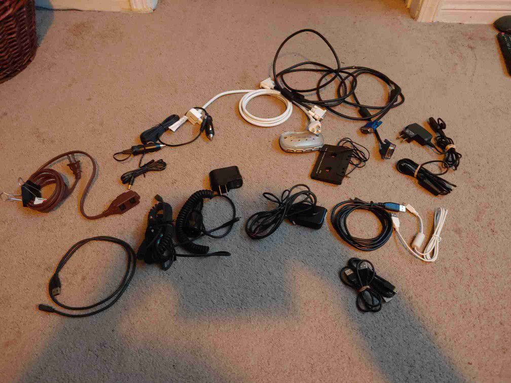 Various Cables, Cords,  Chargers, Wires 