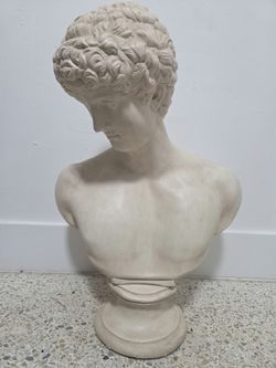Vintage Large Scale Antinous Plaster Bust - Classical Roman Style Statue