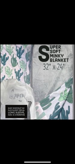 Minky blanket Succulent Cactus Print 