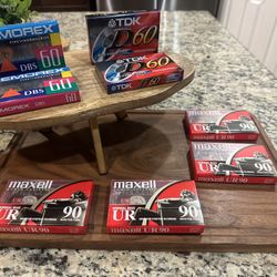 Lot Of 8 Maxwell TDK Memorex Blank Audio Cassette Tapes New Sealed
