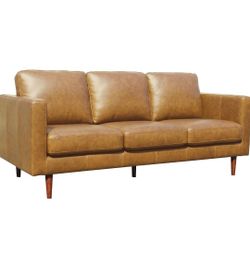 80" Carmel Leather Sofa / Couch Mid Century 