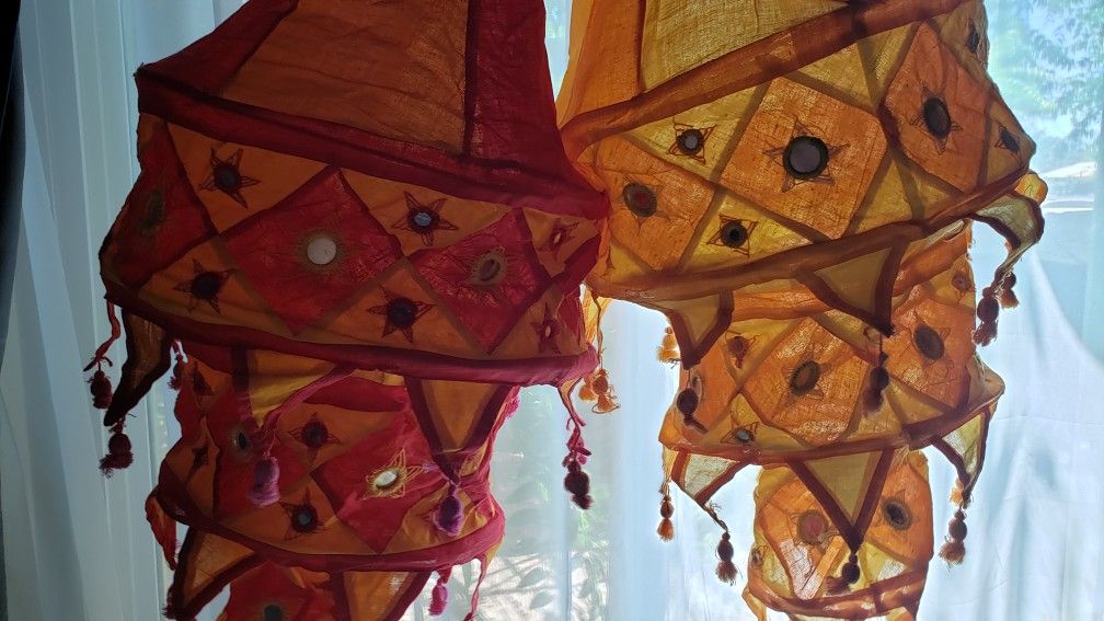 Fabric Hanging Lanterns East Indian Design