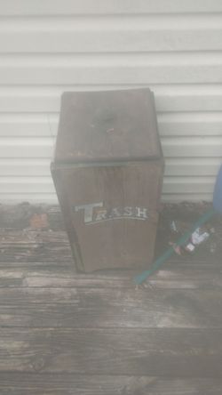 Rustic Wooden Trash Can