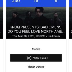 BAD OMENS TICKETS 