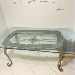 ⚜️6pc Vintage Italian Dining Table With GlassTop and Coffee Table! (4 Chairs) 