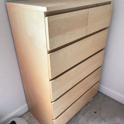 IKEA MALM 6-Drawer Dresser – Light Birch Finish – $100