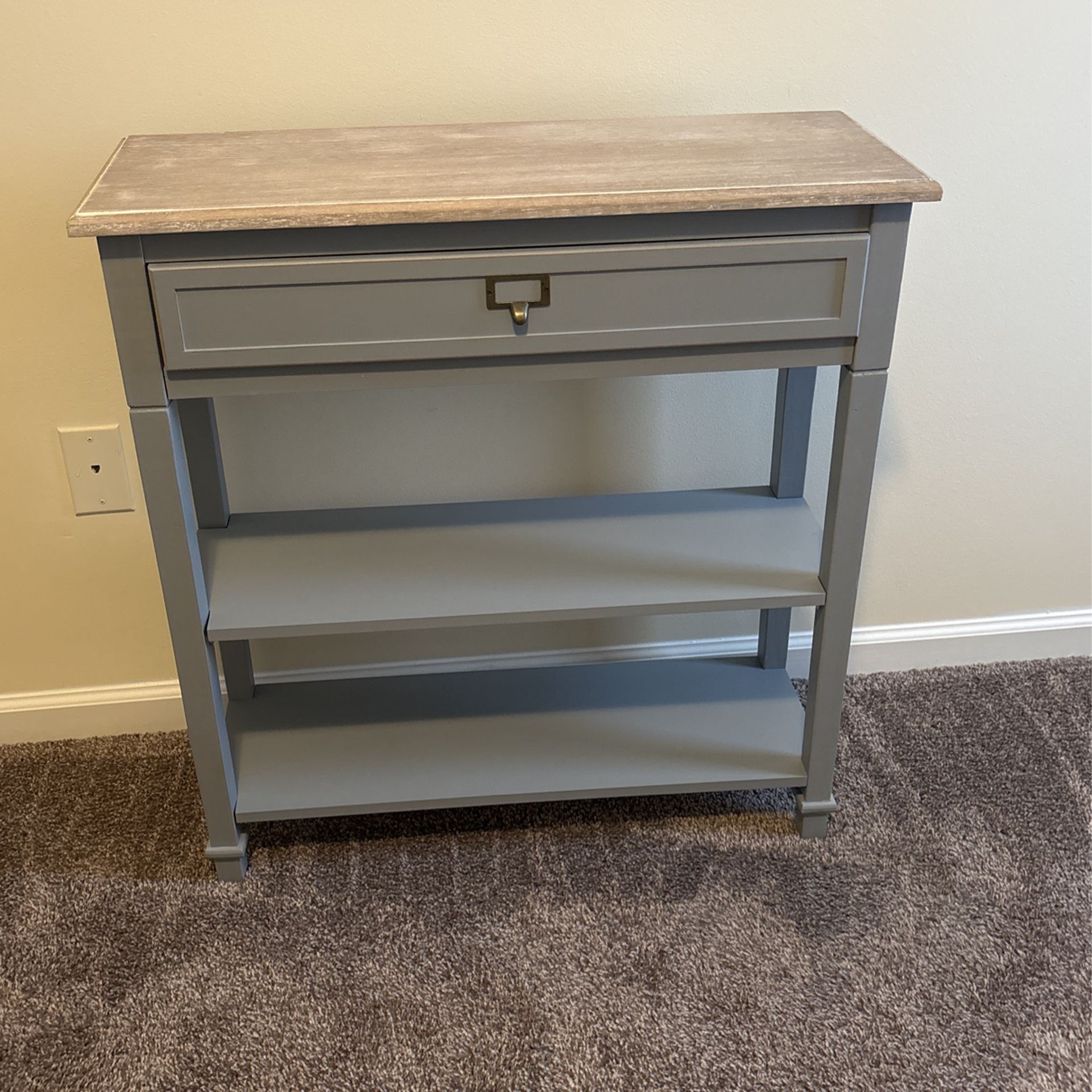 Small Gray End Table With Drawer