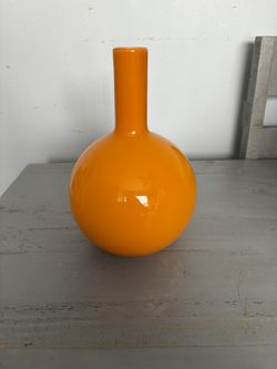 Large Brilliant Orange Modernist Vase
