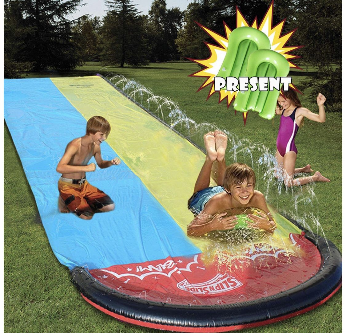 Water Slip and Slides for Kid Adults,Colorful Slip Slide Play with Plash Sprinkler,Garden Backyard Giant Racing Lanes and Splash Pool,Outdoor Water T