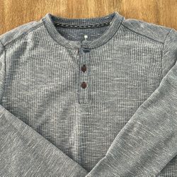 Tommy Bahama Blue Long Sleeve Waffle Top Shirt 