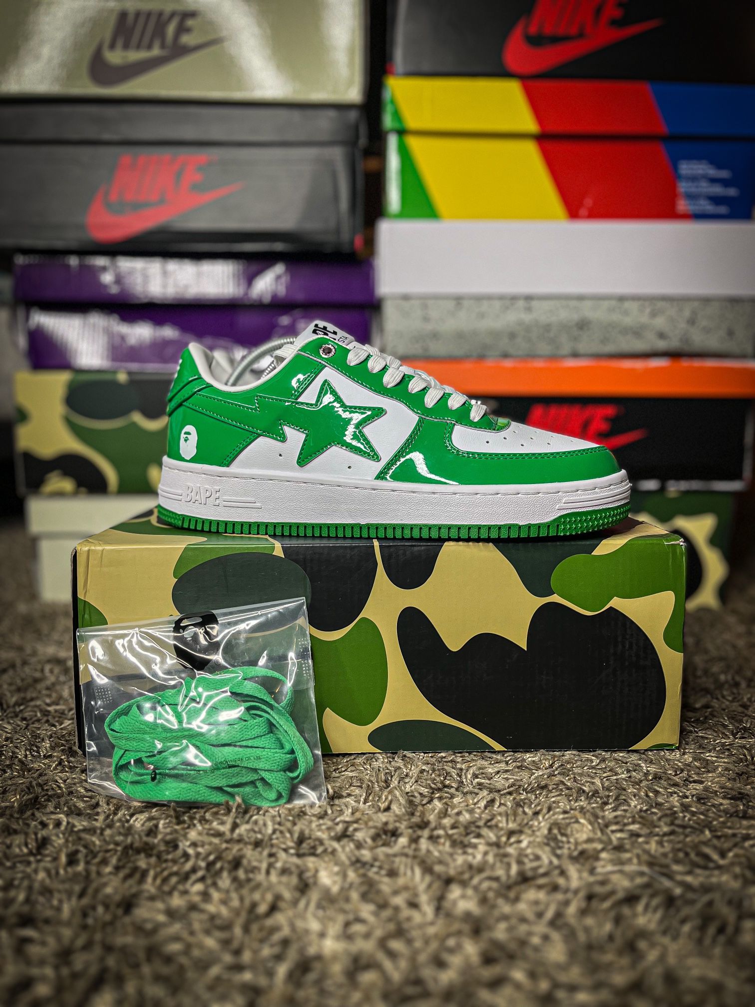 BapeSta Green Patent Leather Size 10 for Sale in Los Angeles, CA - OfferUp