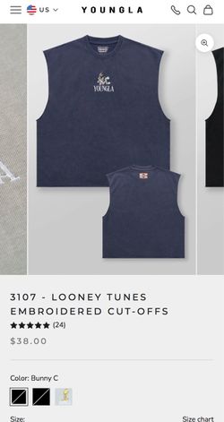 YOUNGLA LOONEY TUNES EMBROIDERED CUT-OFF