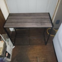 Bench With Metal Frame And 2 Shelves On The Bottom For Shoes Like New 