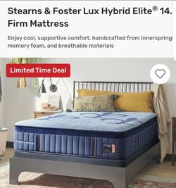 Individual mattress Stearns and Foster Pillow Top, new with electric base, raises head and feet, new, all free delivery.