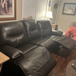 Italian Leather Reclining Sofa, And Chair