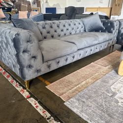 Velvet Sofa Couch Tufted Upholstered 3-Seater Loveseat with Steel Legs  one $500 2x$900